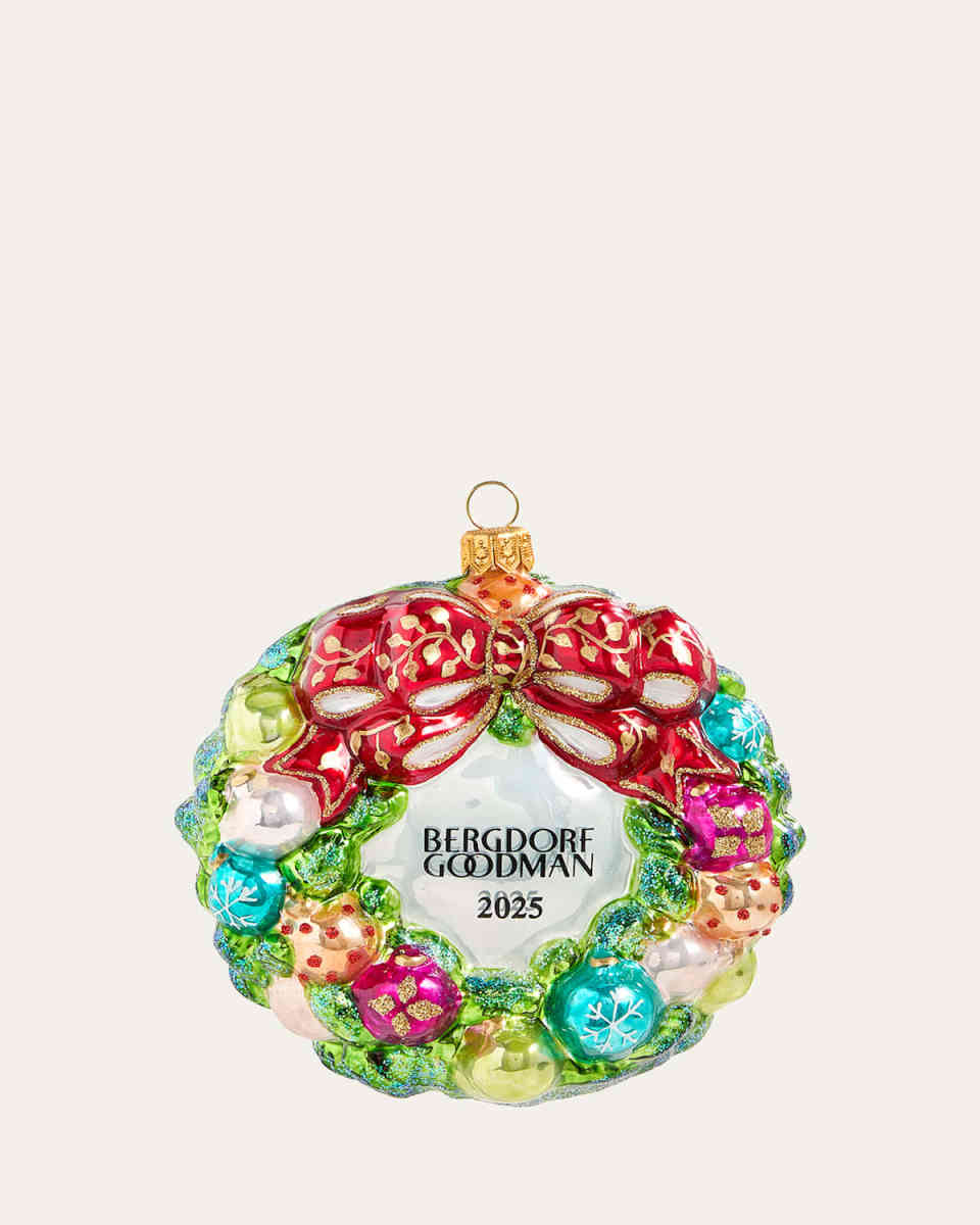 Bergdorf Goodman 2025 Christmas Wreath with Presents Green Ornament